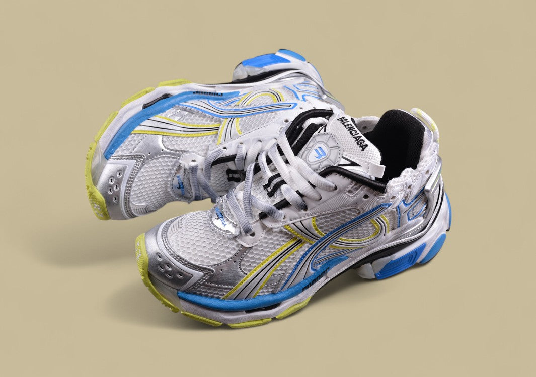 Balenciaga Runner Kith Four – White, Blue & Volt Yellow