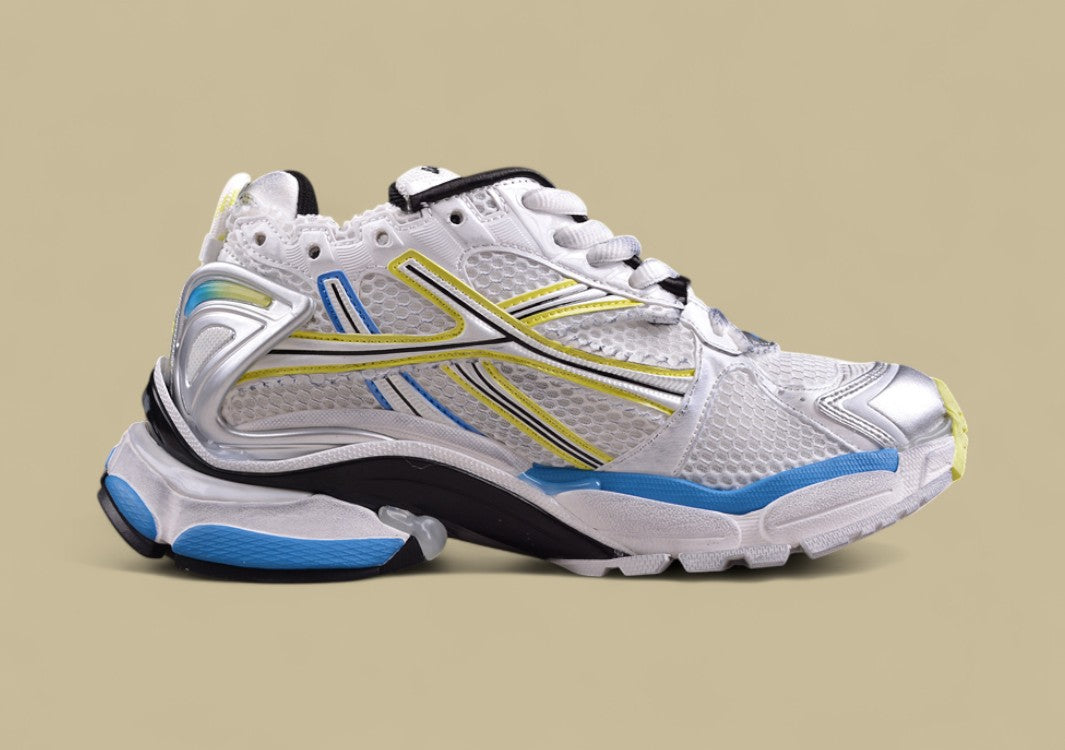 Balenciaga Runner Kith Four – White, Blue & Volt Yellow