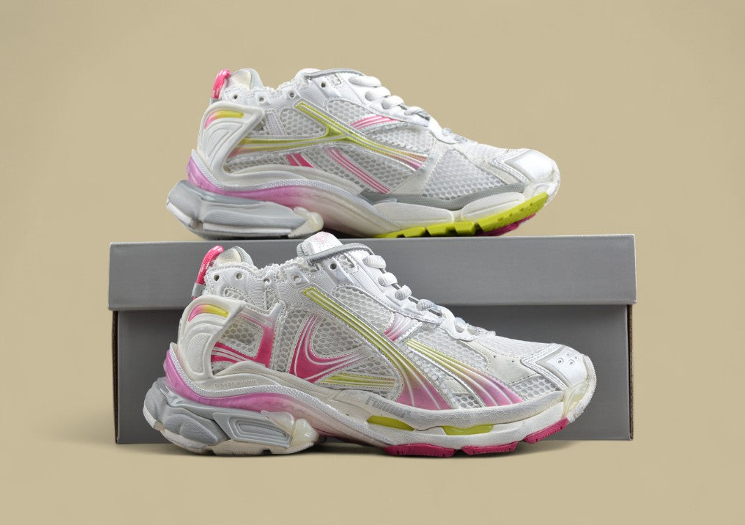 Balenciaga Runner Kith Four – White, Pink & Neon Yellow