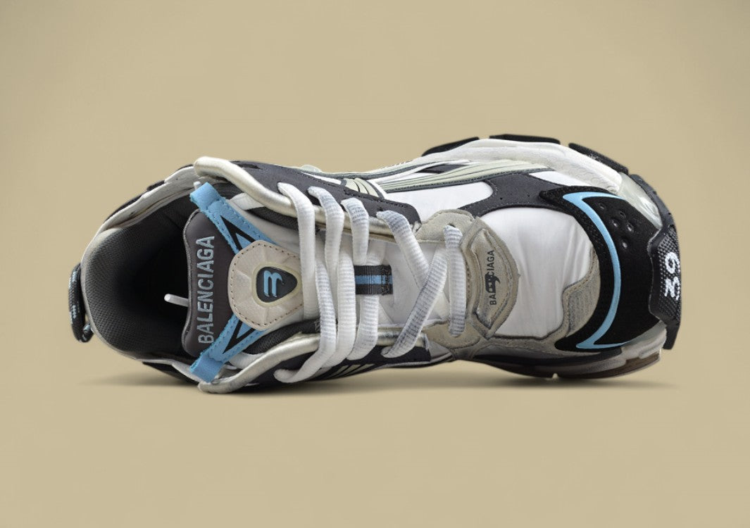 Balenciaga Runner Sneaker – Black, White & Ice Blue Panel