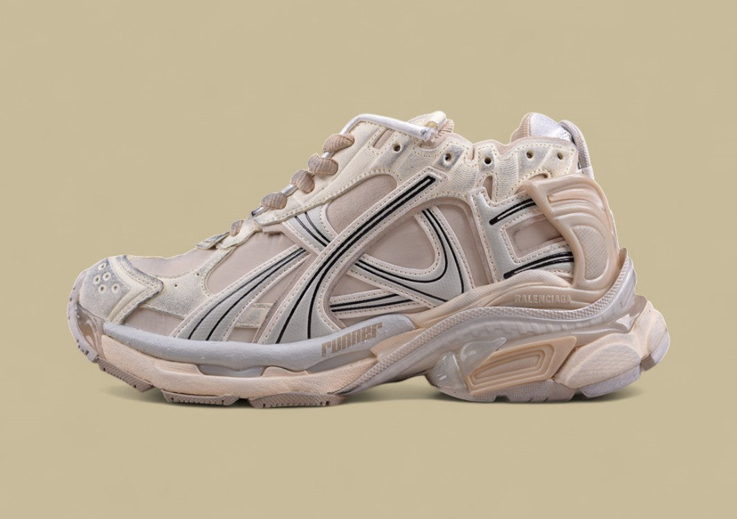 Balenciaga Runner Sneaker – Cream/Beige with Grey and Black
