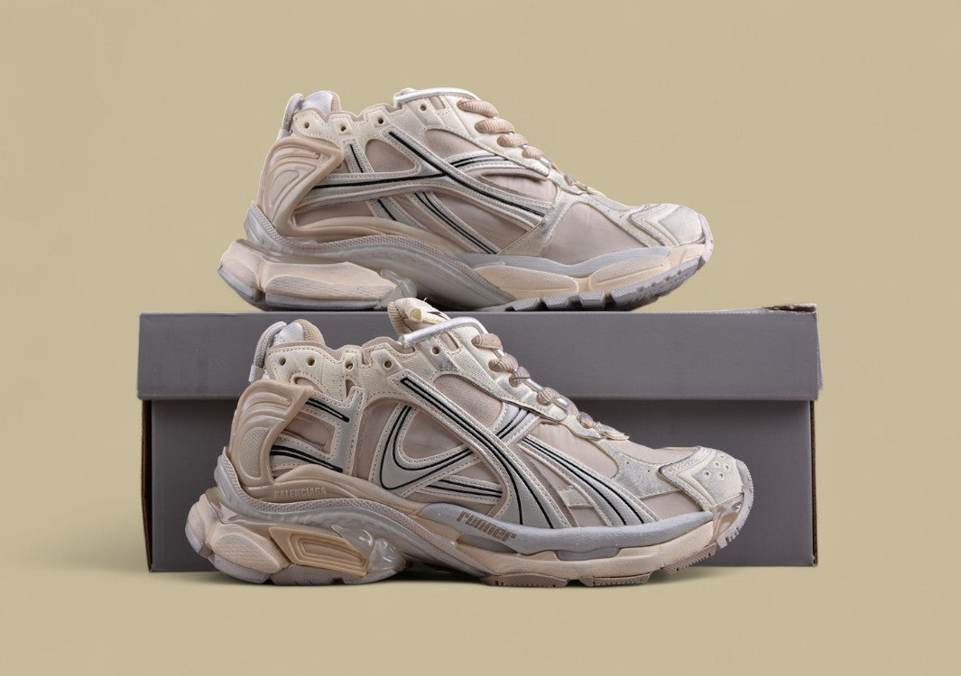 Balenciaga Runner Sneaker – Cream/Beige with Grey and Black