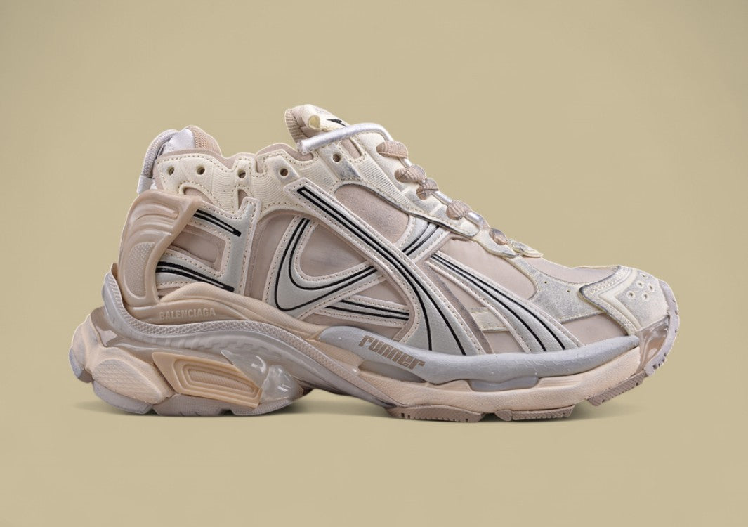 Balenciaga Runner Sneaker – Cream/Beige with Grey and Black