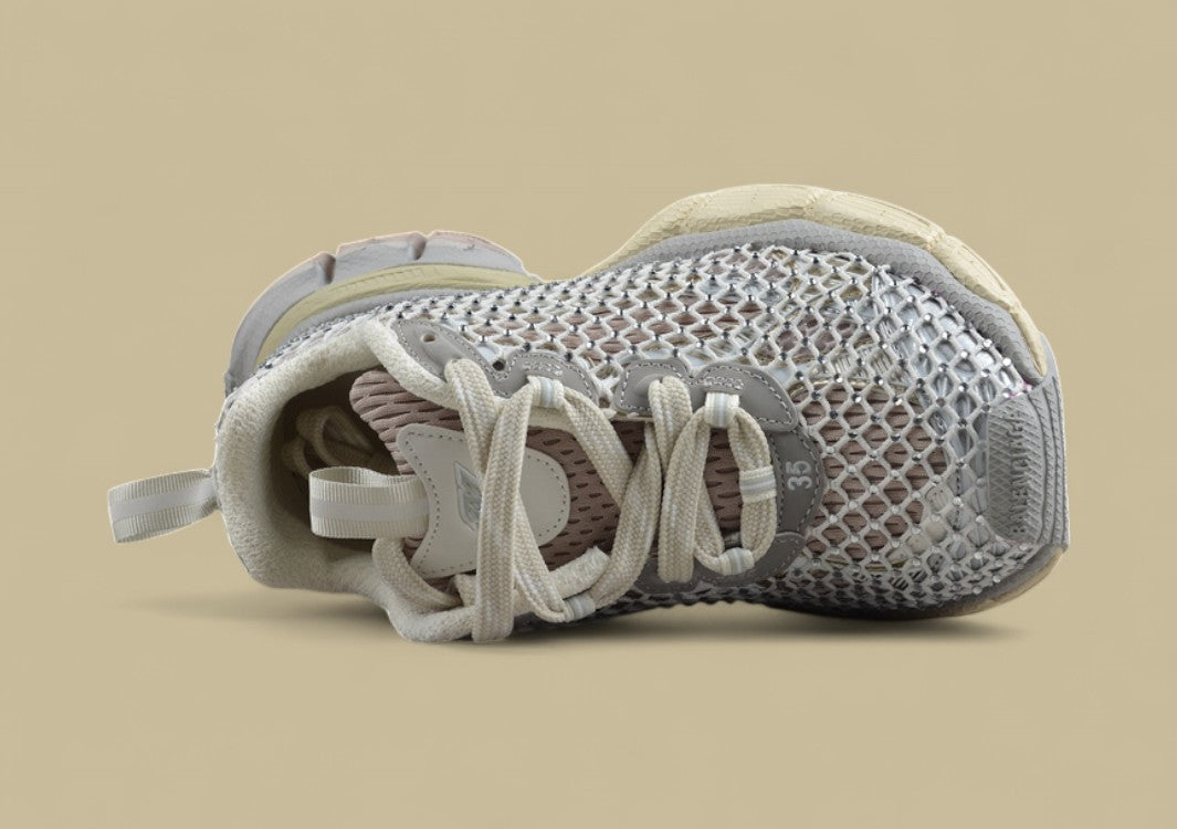 Balenciaga Runner Sneaker – Cream & Silver Mesh