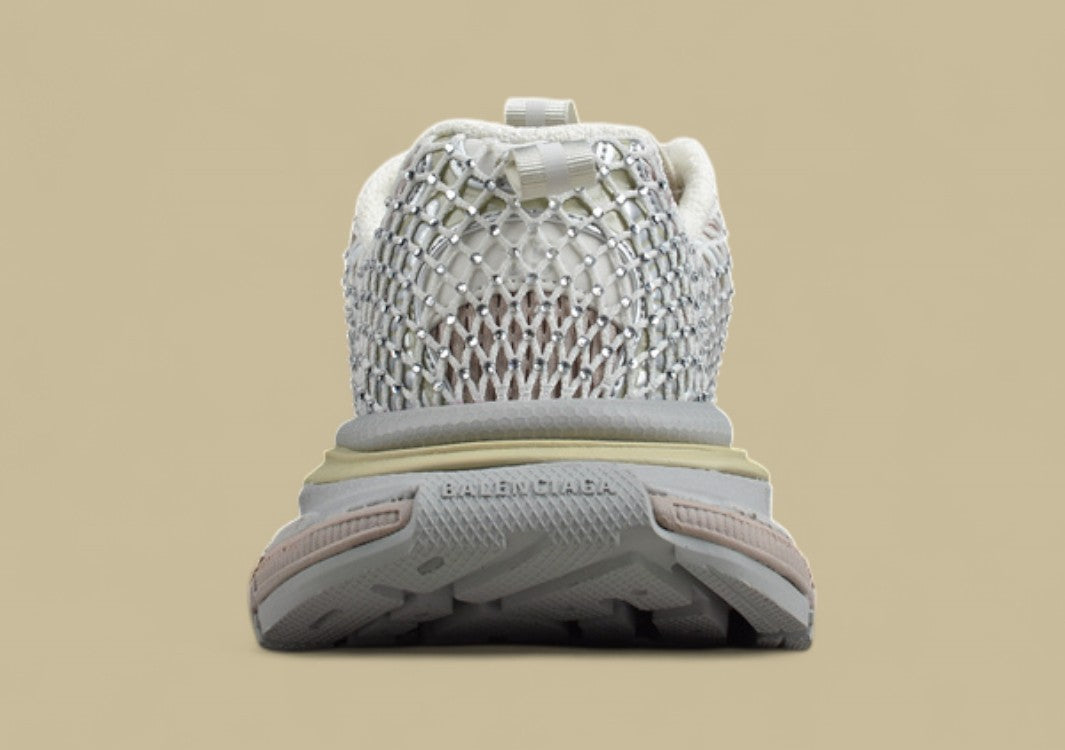 Balenciaga Runner Sneaker – Cream & Silver Mesh