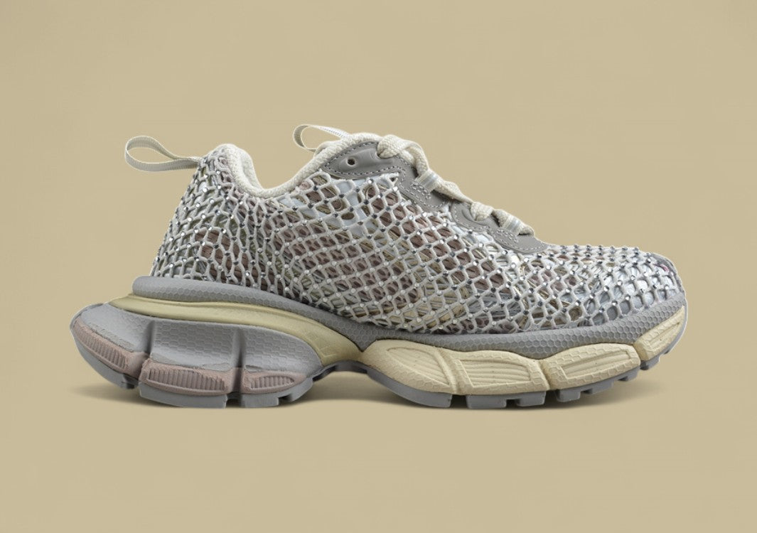 Balenciaga Runner Sneaker – Cream & Silver Mesh