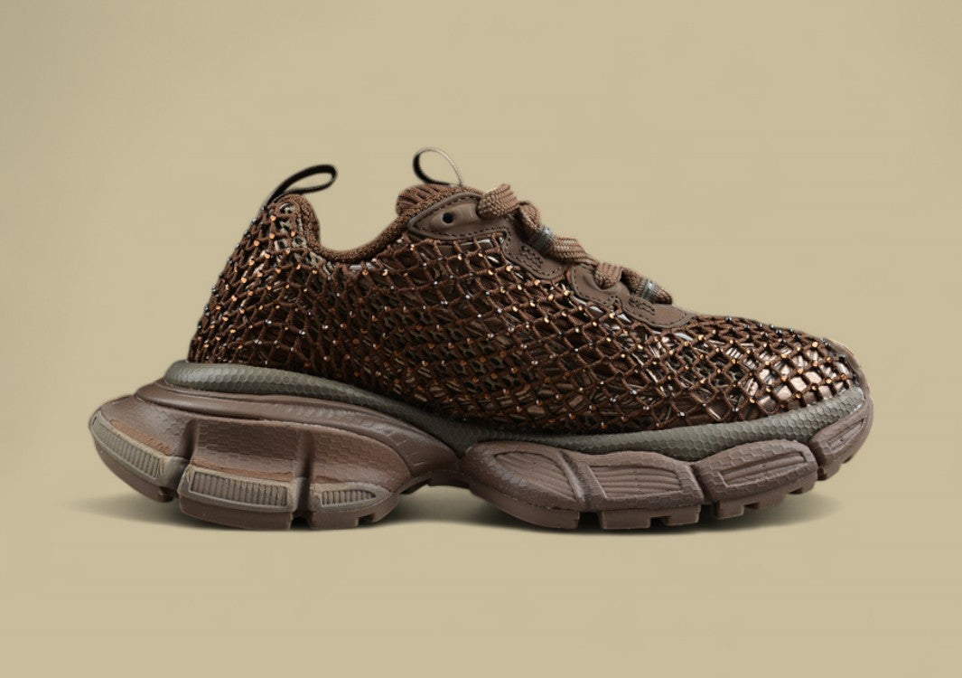 Balenciaga Runner Sneaker – Metallic Brown Mesh