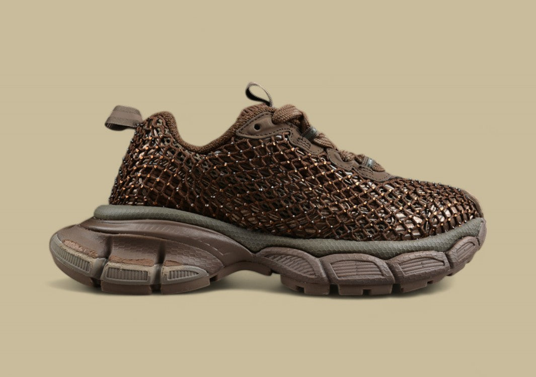 Balenciaga Runner Sneaker – Metallic Brown Mesh