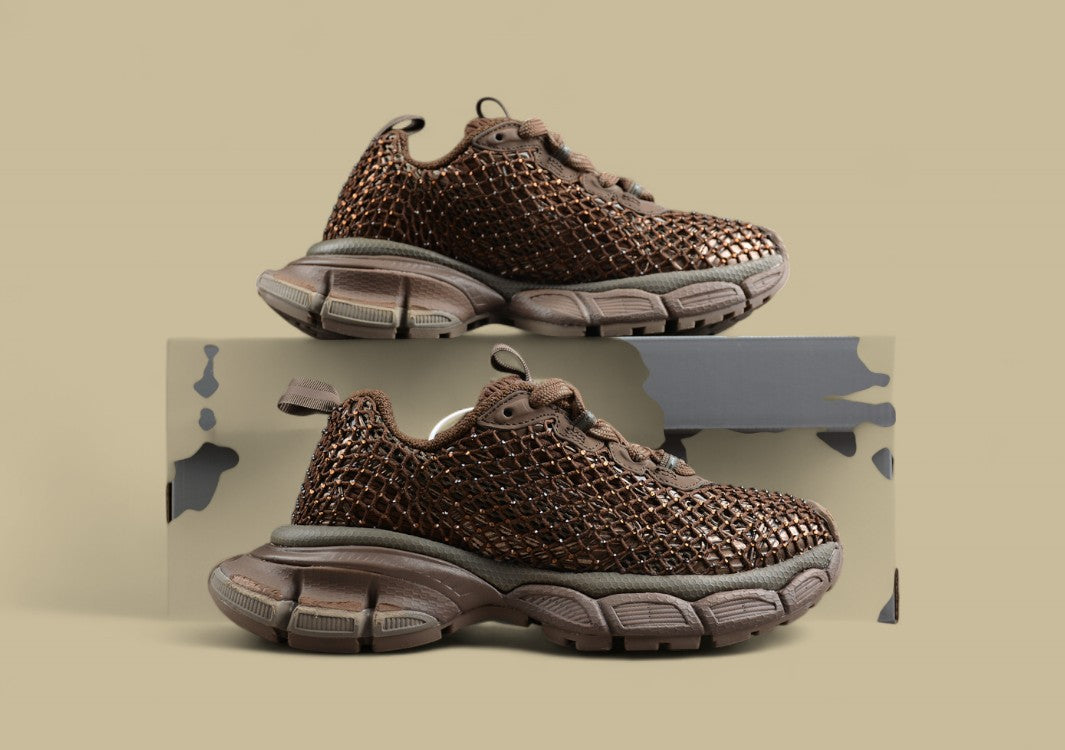 Balenciaga Runner Sneaker – Metallic Brown Mesh