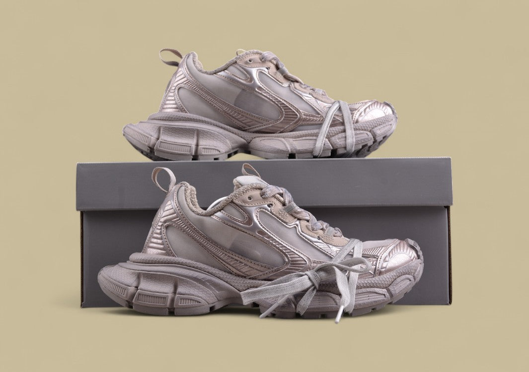 Balenciaga Runner Sneaker – Metallic Taupe/Beige Monochrome