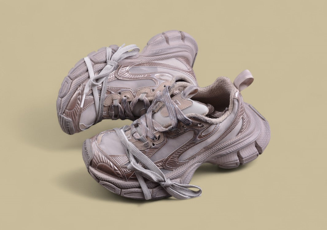 Balenciaga Runner Sneaker – Metallic Taupe/Beige Monochrome