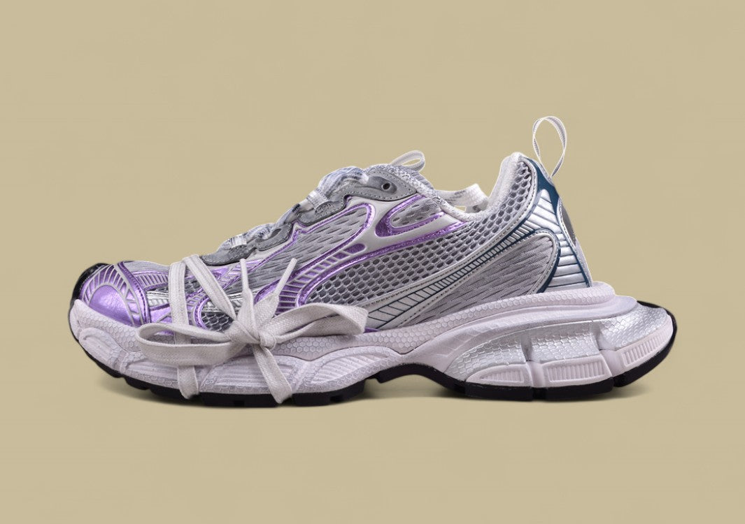 Balenciaga Runner Sneaker – Silver with Purple and Teal