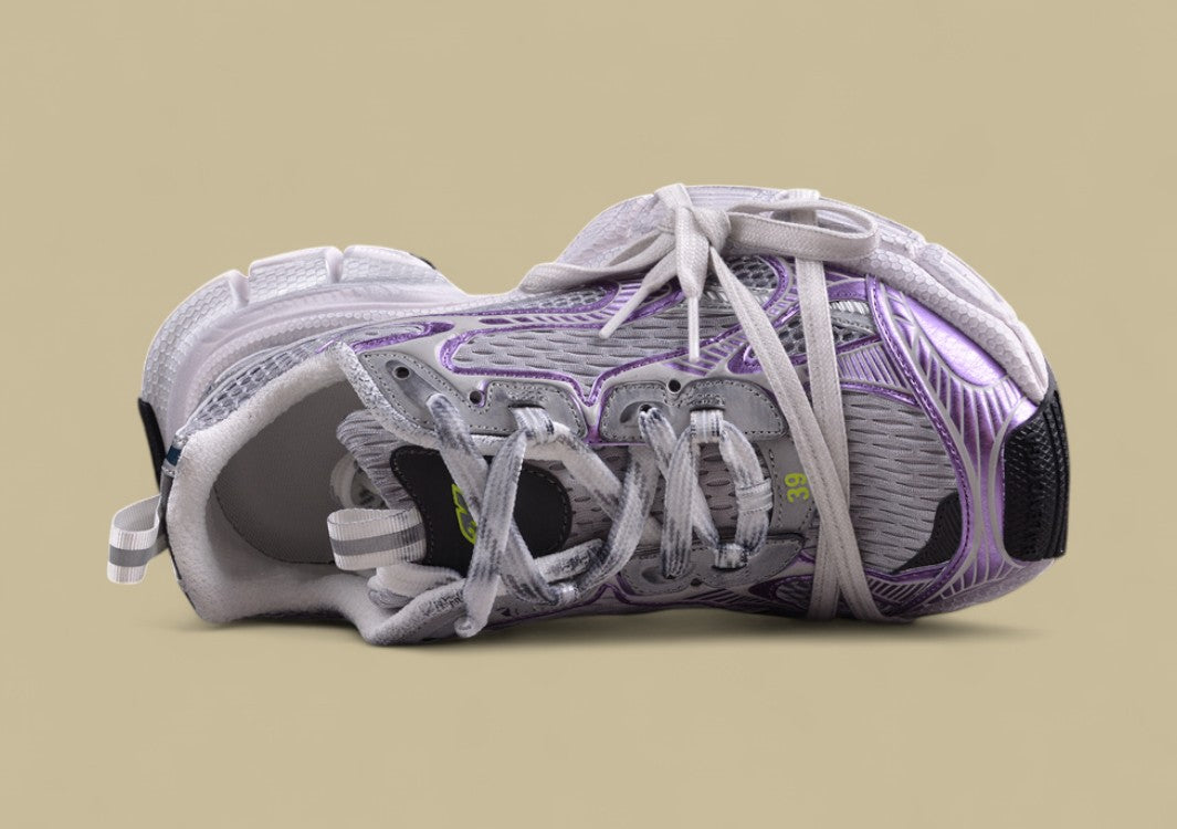 Balenciaga Runner Sneaker – Silver with Purple and Teal