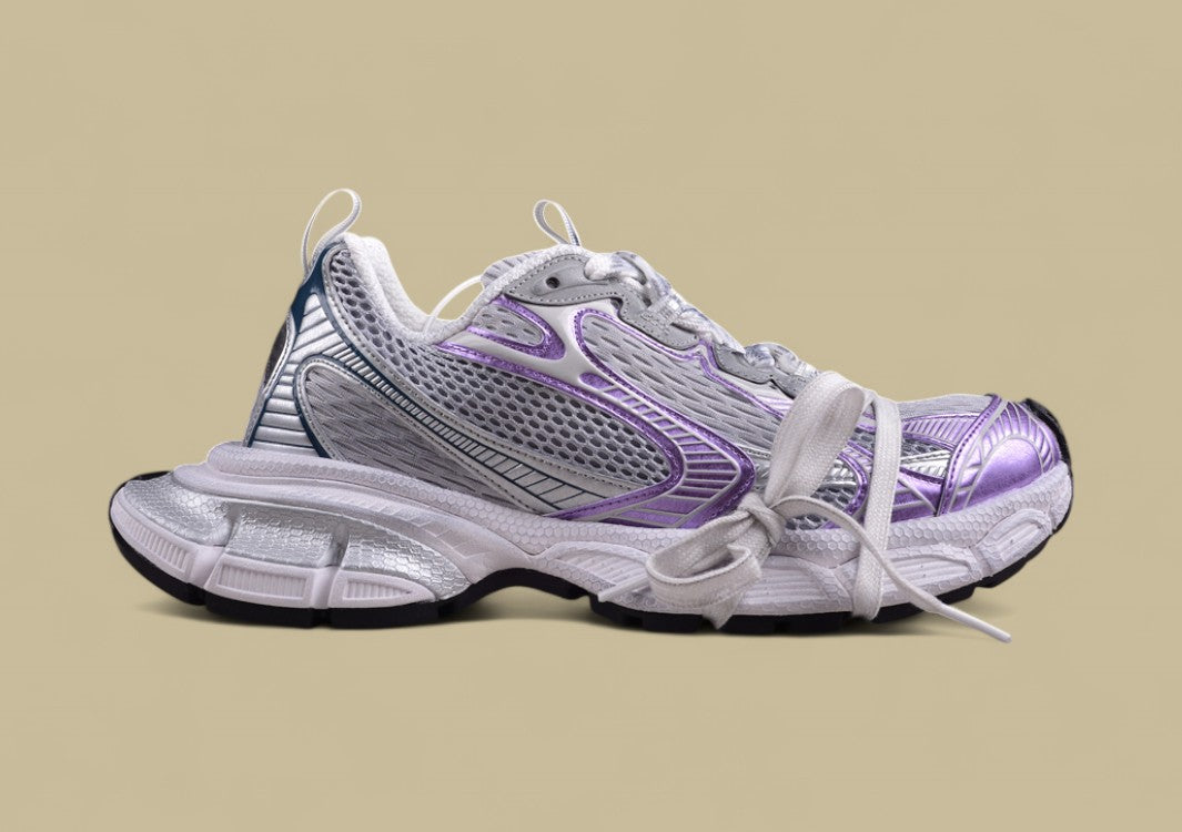 Balenciaga Runner Sneaker – Silver with Purple and Teal