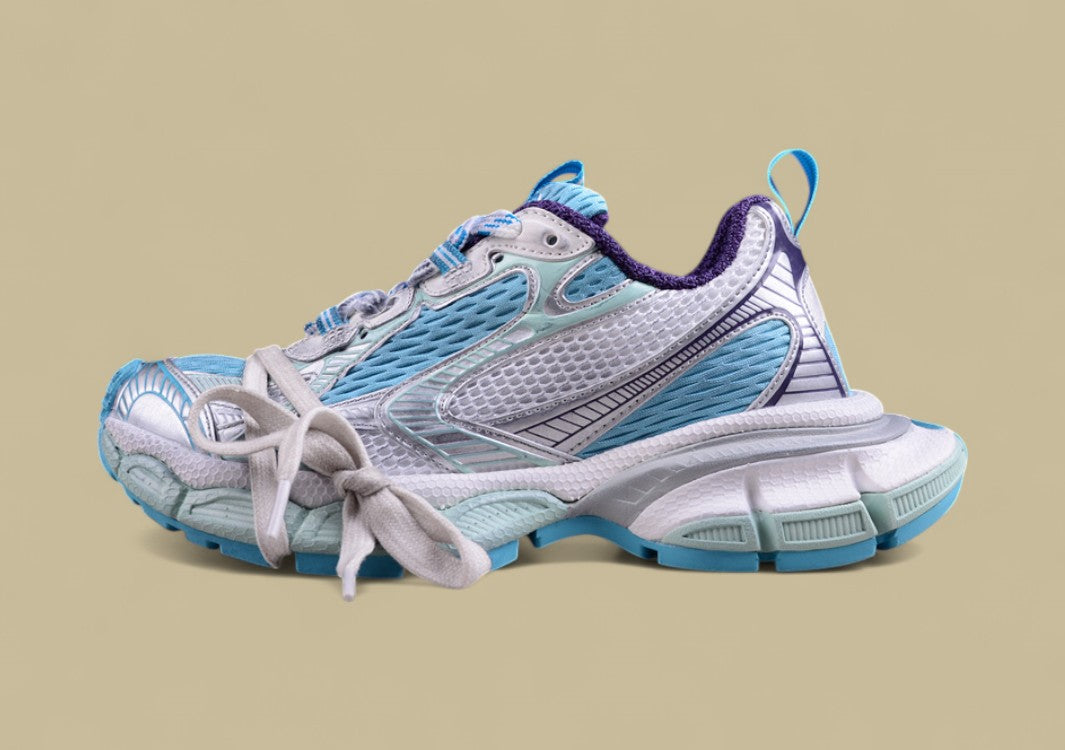 Balenciaga Runner Sneaker in Aqua Blue/Silver