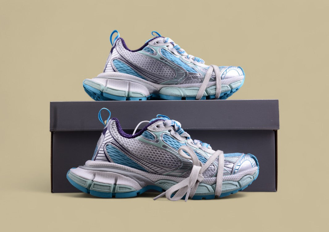 Balenciaga Runner Sneaker in Aqua Blue/Silver