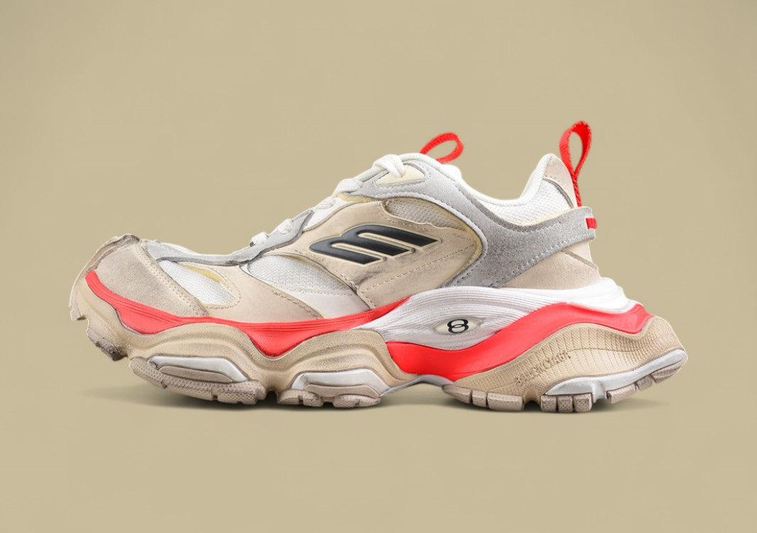 Balenciaga Runner Sneaker in Beige and Red
