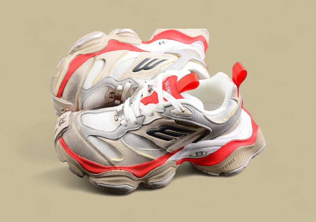Balenciaga Runner Sneaker in Beige and Red