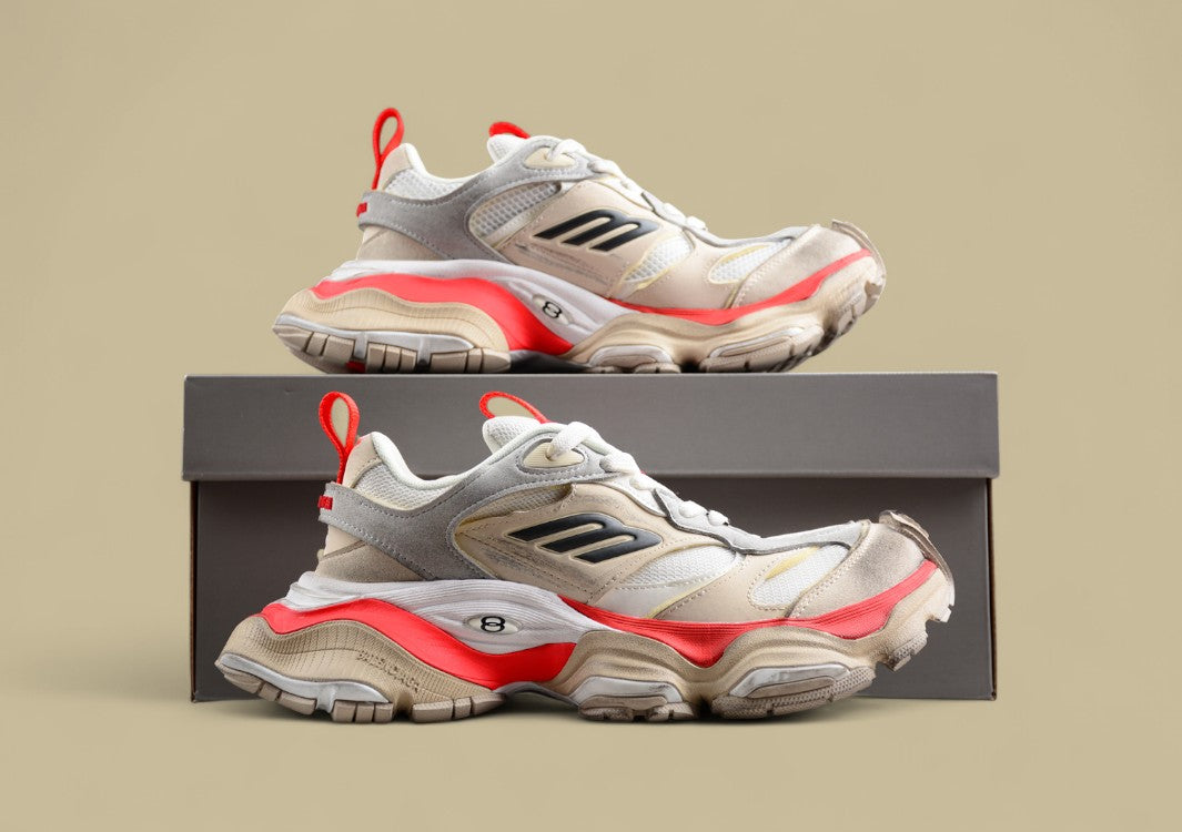 Balenciaga Runner Sneaker in Beige and Red