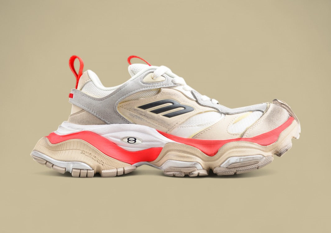 Balenciaga Runner Sneaker in Beige and Red