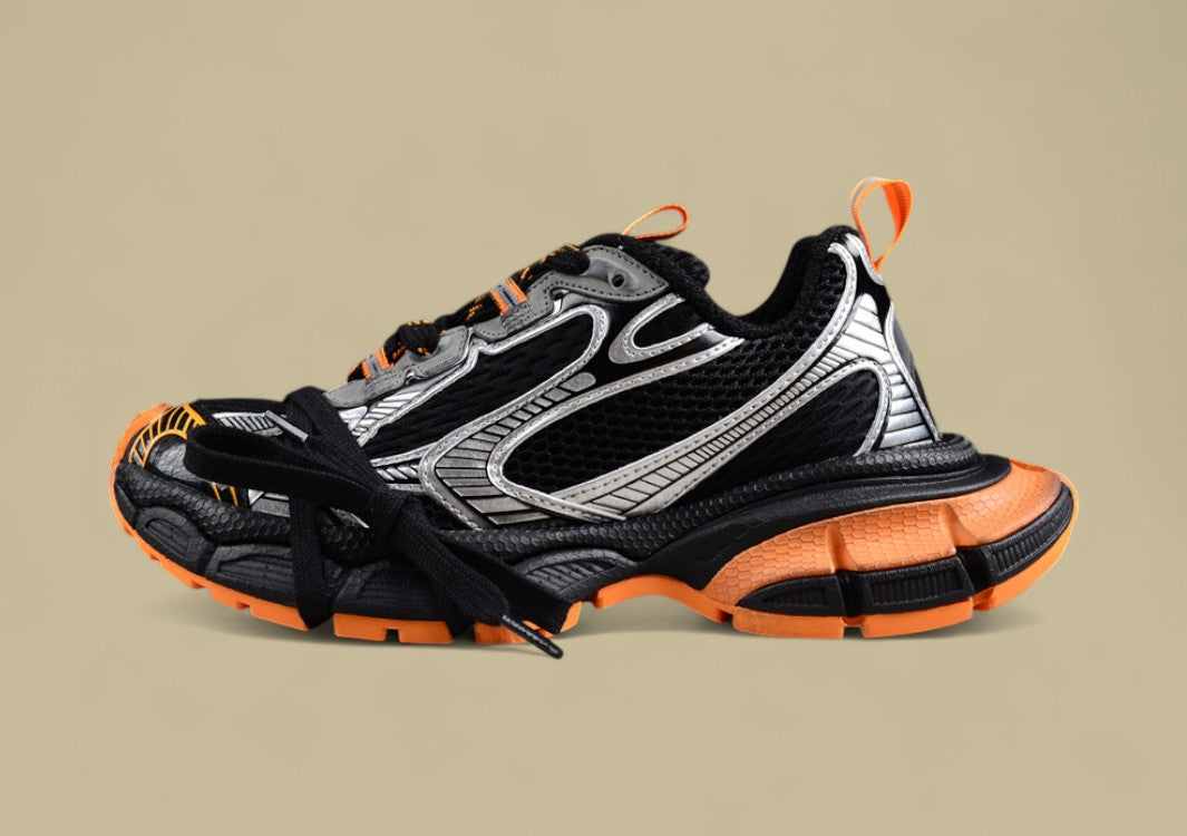 Balenciaga Runner Sneaker in Black, Silver & Orange