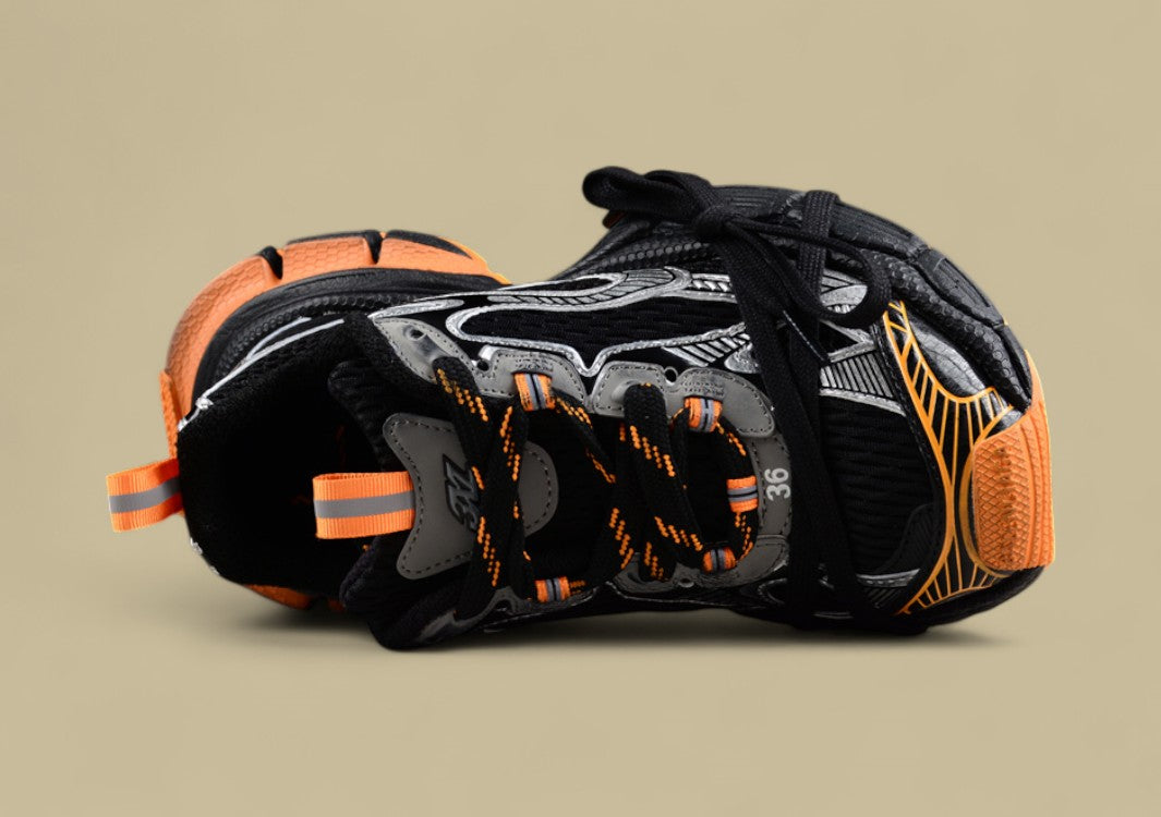 Balenciaga Runner Sneaker in Black, Silver & Orange