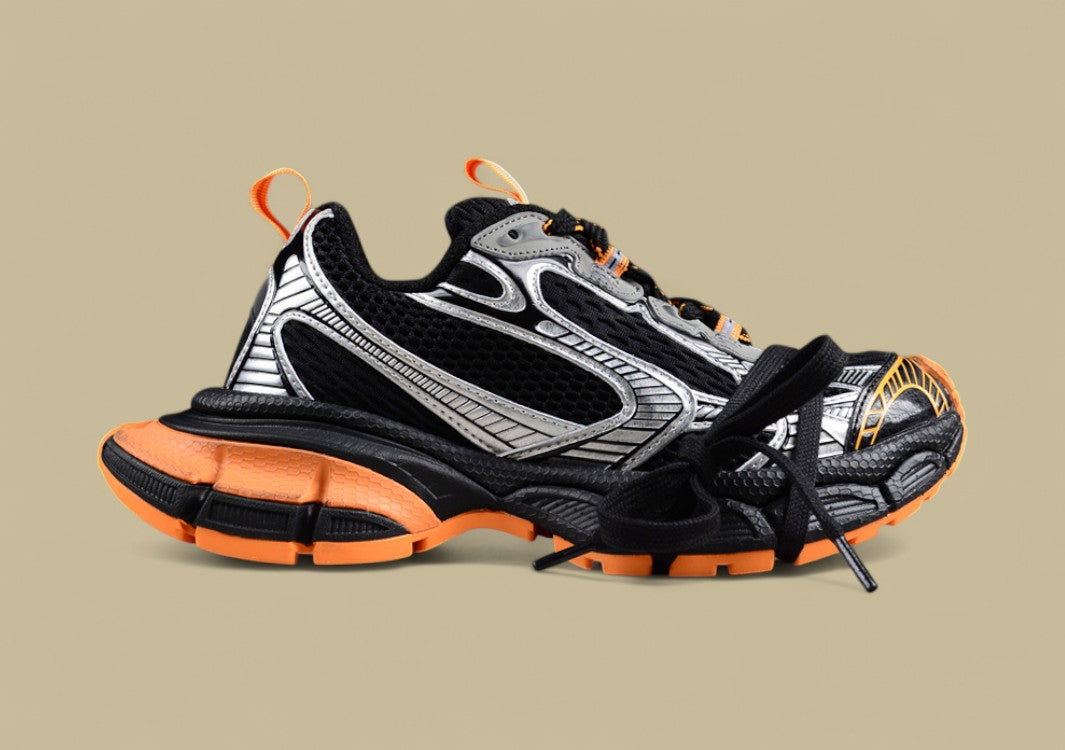 Balenciaga Runner Sneaker in Black, Silver & Orange
