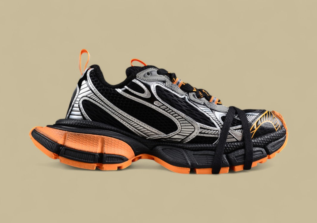 Balenciaga Runner Sneaker in Black, Silver & Orange