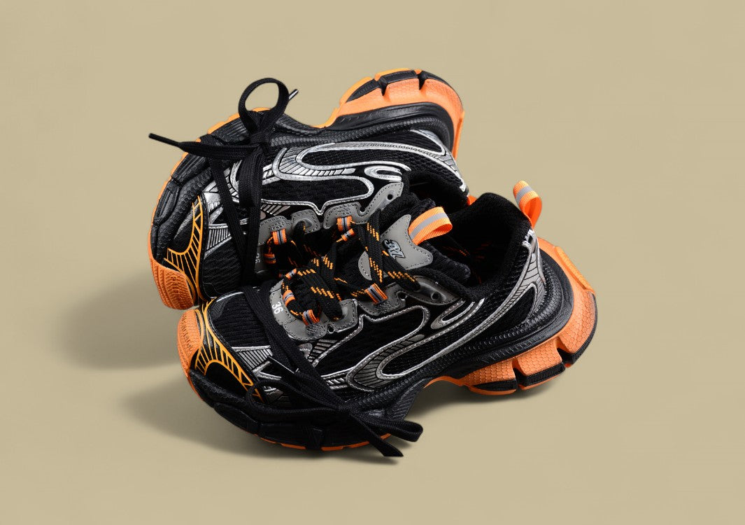 Balenciaga Runner Sneaker in Black, Silver & Orange