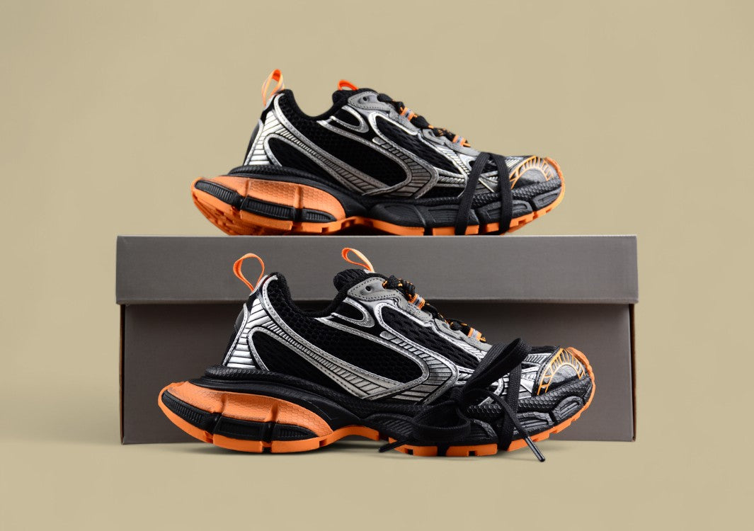 Balenciaga Runner Sneaker in Black, Silver & Orange