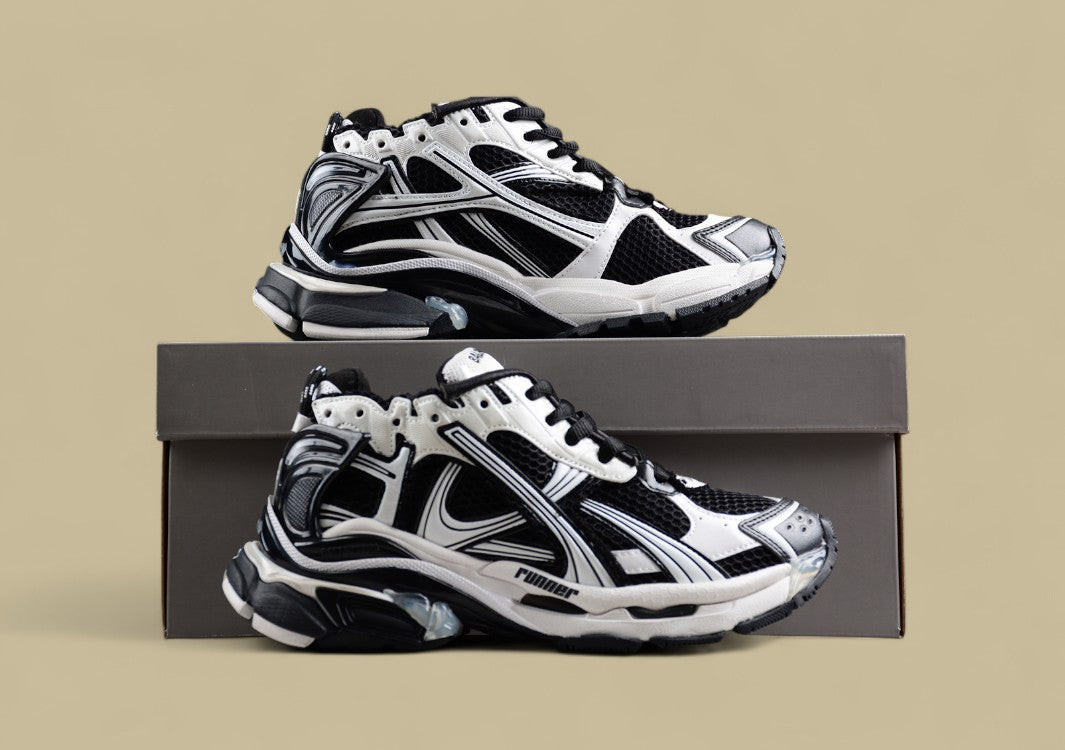 Balenciaga Runner Sneaker in Black and White Mesh