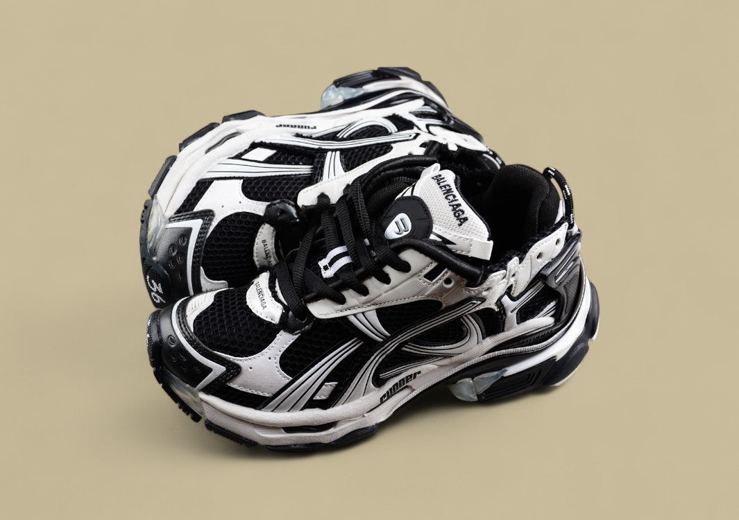Balenciaga Runner Sneaker in Black and White Mesh