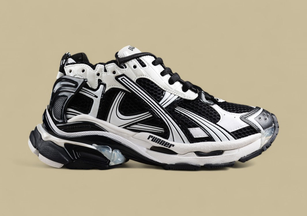 Balenciaga Runner Sneaker in Black and White Mesh
