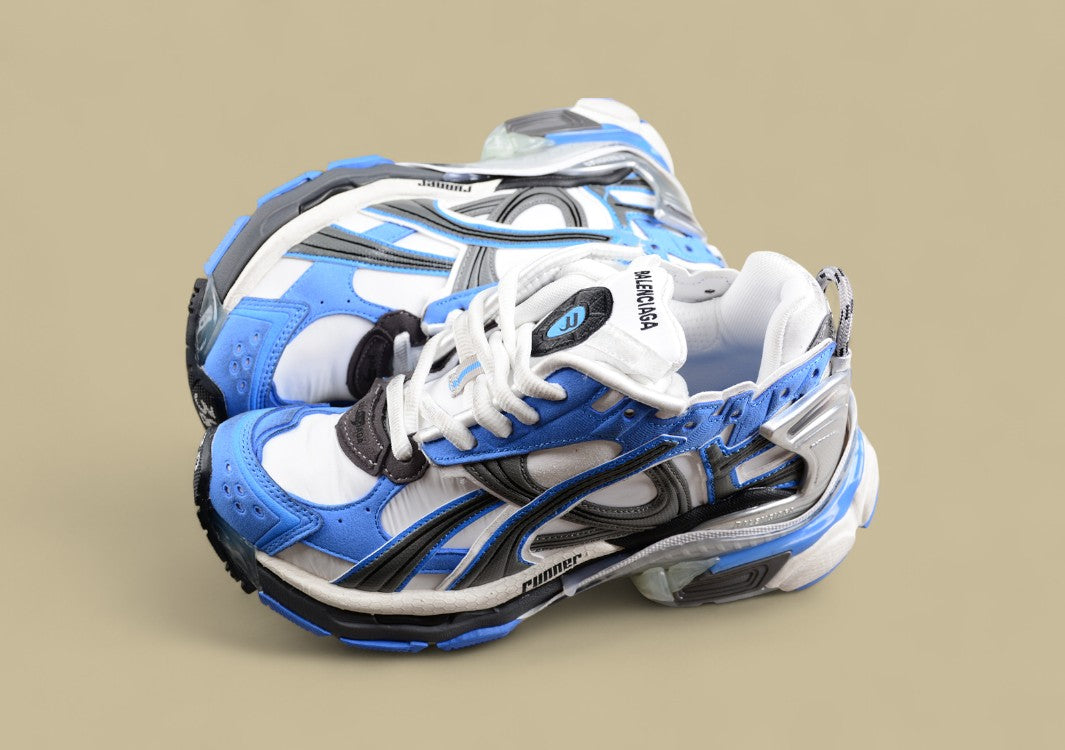 Balenciaga Runner Sneaker in Blue, White, and Grey