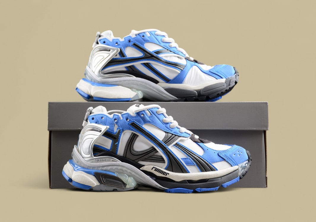 Balenciaga Runner Sneaker in Blue, White, and Grey