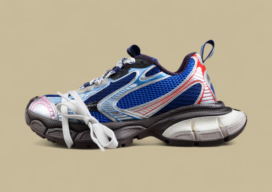 Balenciaga Runner Sneaker in Blue and Red Metallic