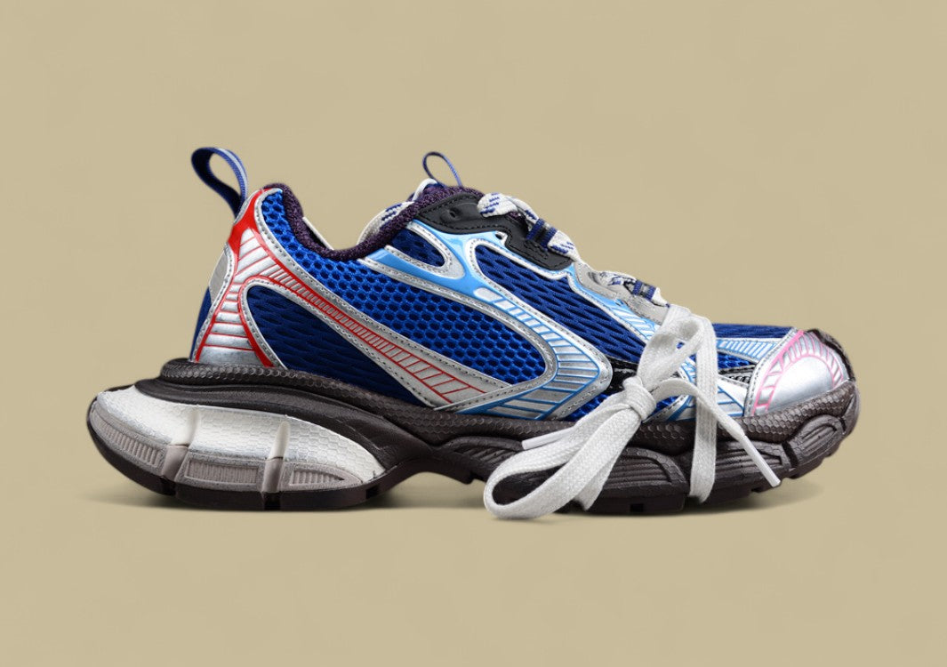 Balenciaga Runner Sneaker in Blue and Red Metallic