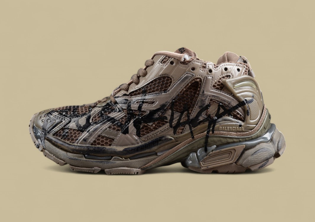 Balenciaga Runner Sneaker in Distressed Brown