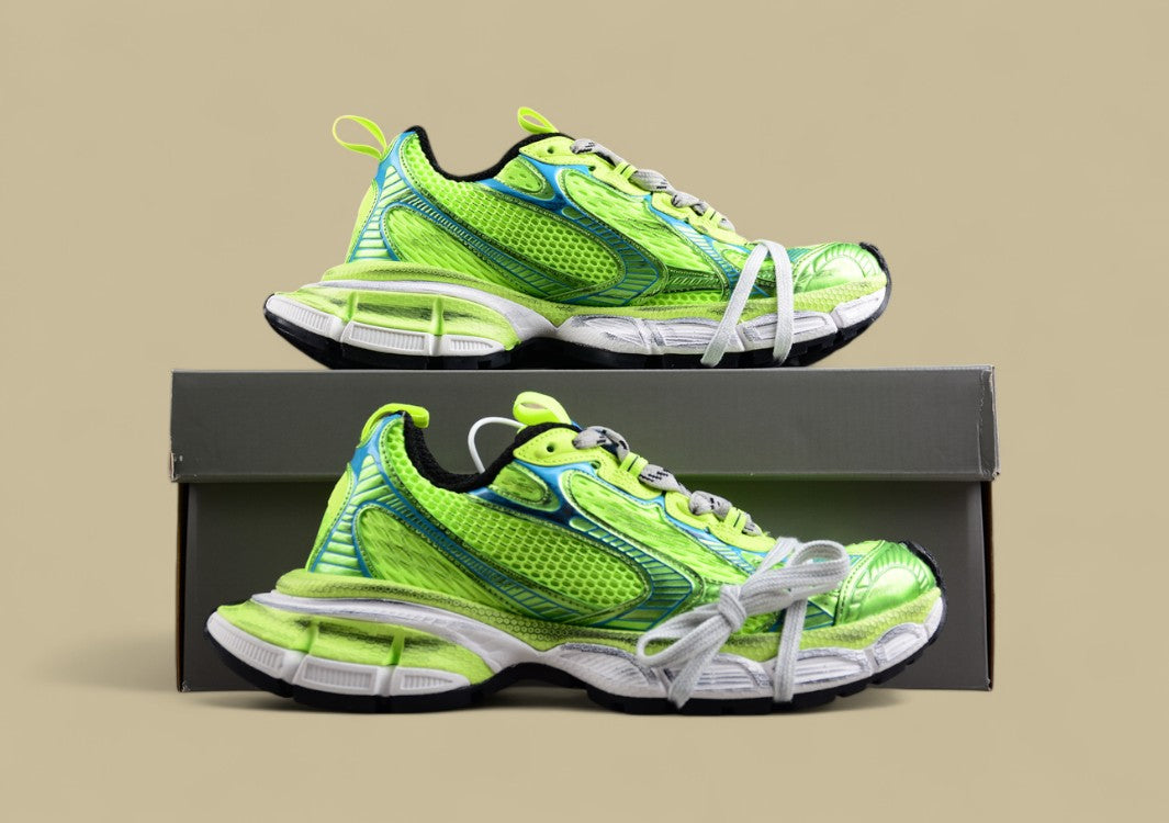 Balenciaga Runner Sneaker in Neon Green & Blue