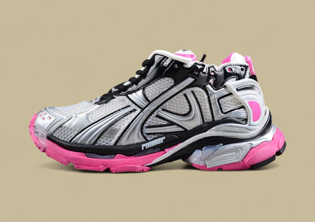 Balenciaga Runner Sneaker in Silver/Black with Pink