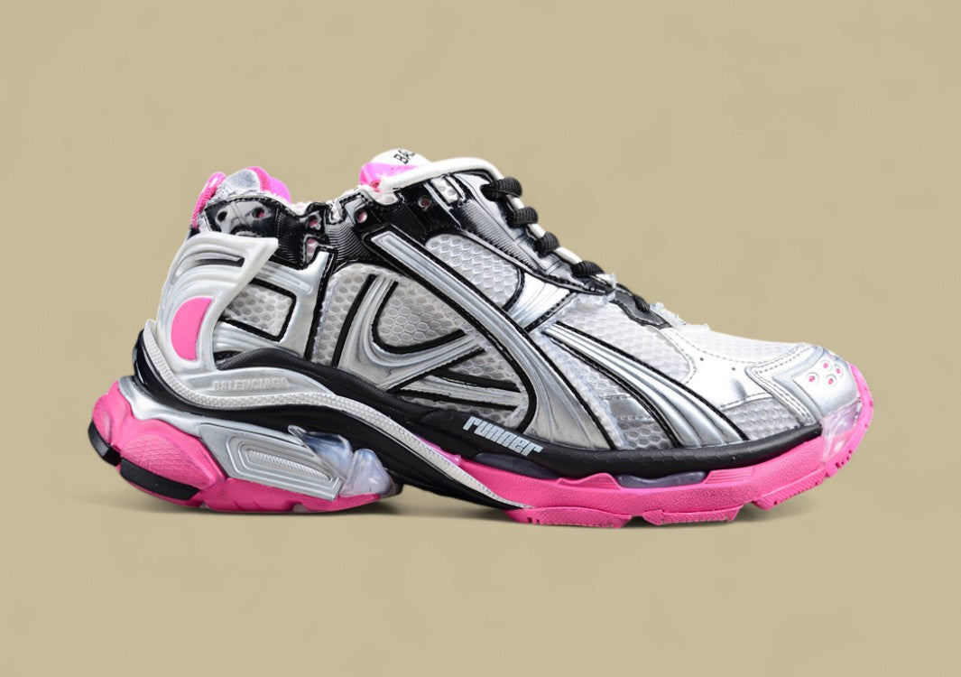 Balenciaga Runner Sneaker in Silver/Black with Pink