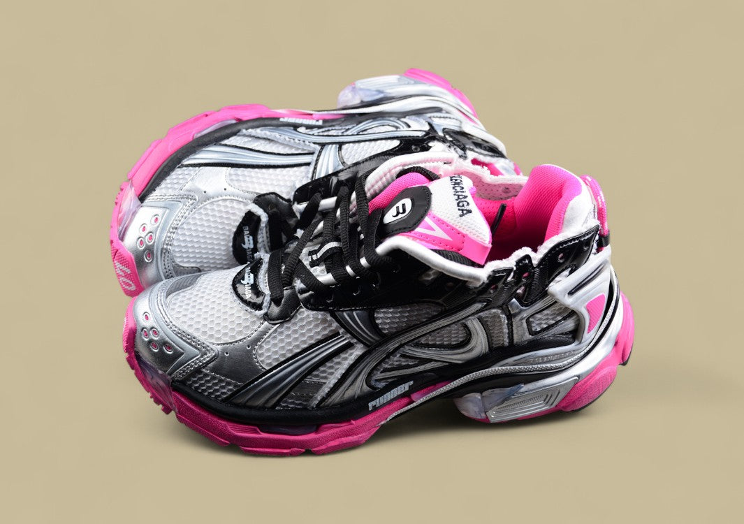 Balenciaga Runner Sneaker in Silver/Black with Pink