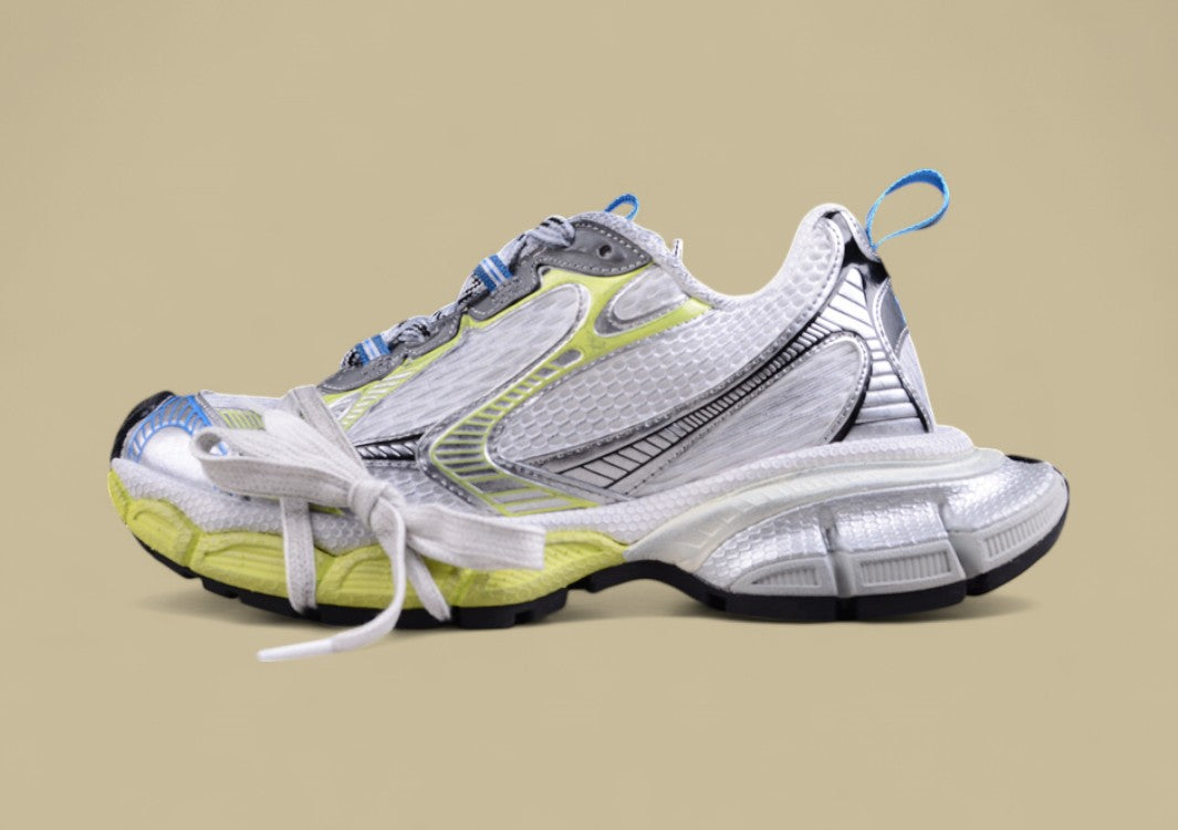 Balenciaga Runner Sneaker in Silver/Lime Blue