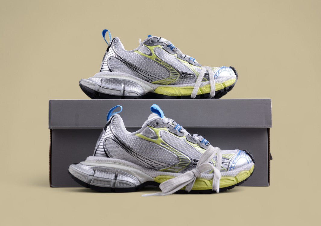 Balenciaga Runner Sneaker in Silver/Lime Blue