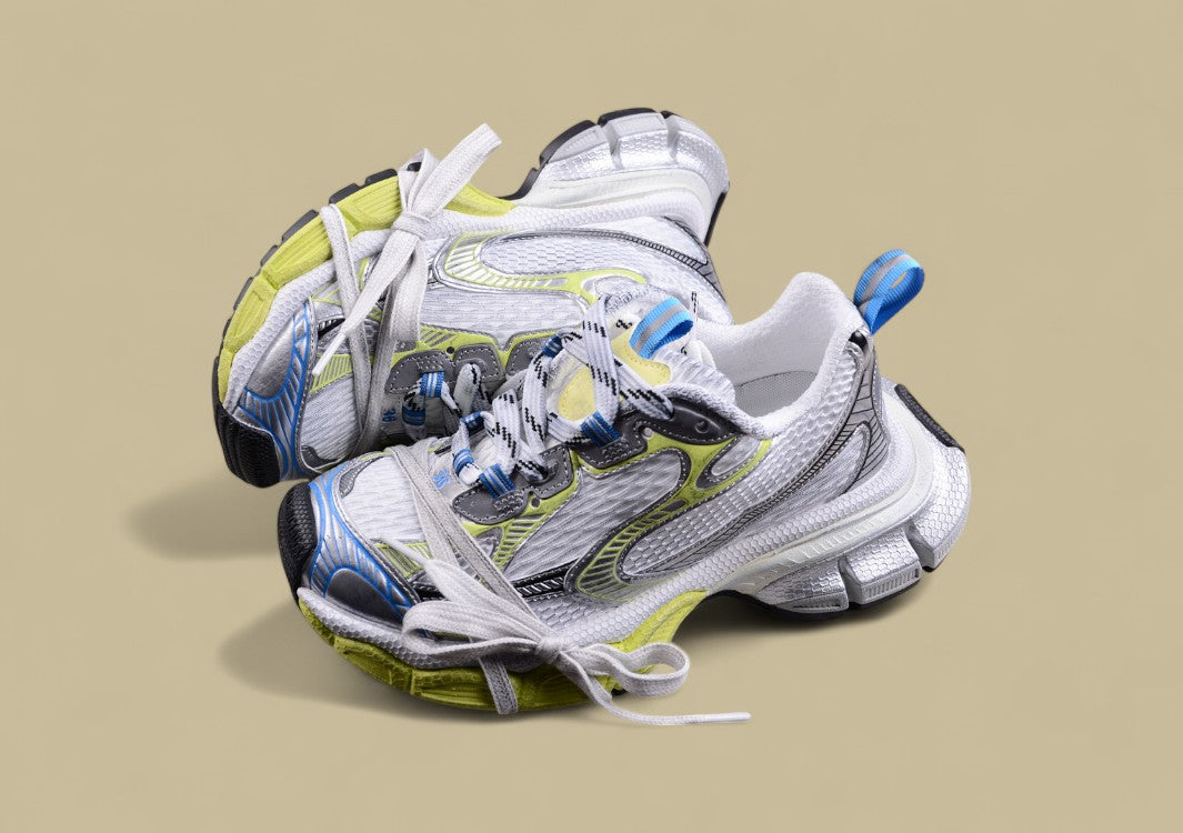 Balenciaga Runner Sneaker in Silver/Lime Blue