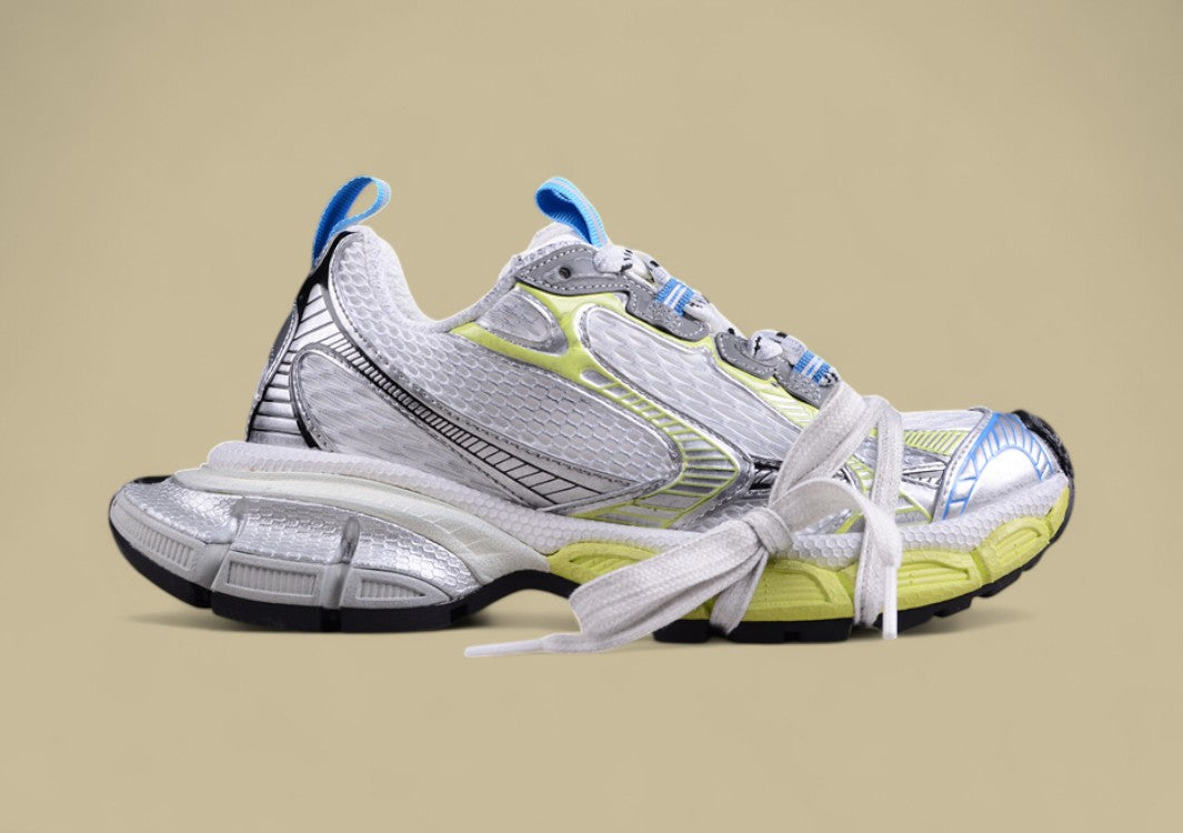 Balenciaga Runner Sneaker in Silver/Lime Blue