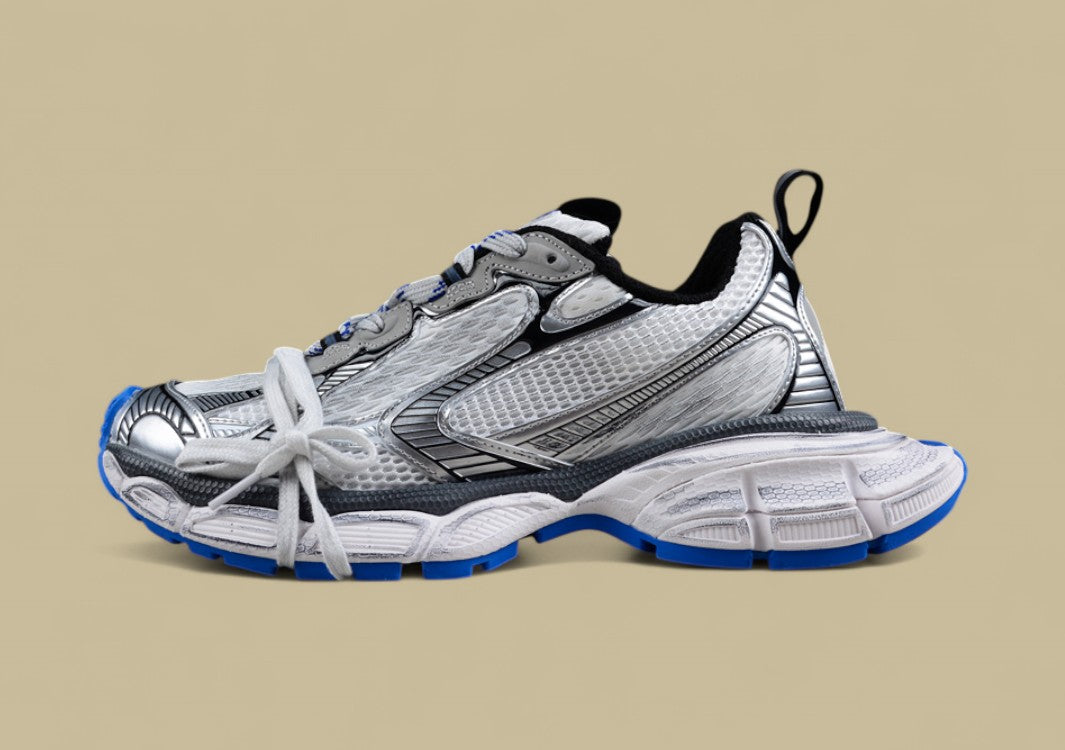 Balenciaga Runner Sneaker in Silver, Black & Blue