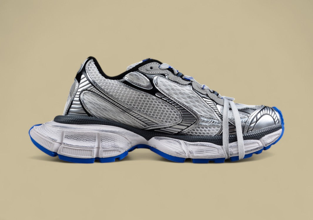 Balenciaga Runner Sneaker in Silver, Black & Blue