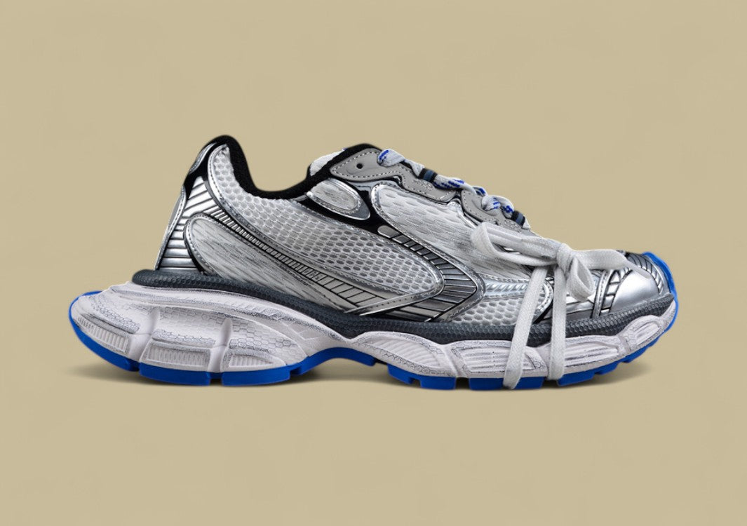 Balenciaga Runner Sneaker in Silver, Black & Blue