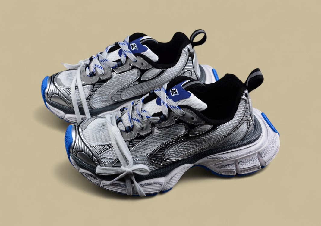 Balenciaga Runner Sneaker in Silver, Black & Blue